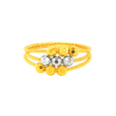 22K Gold Two Tone Beadead Ring